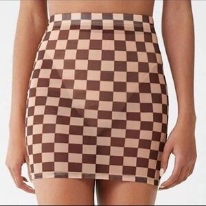 Mesh Checker Mini Skirt